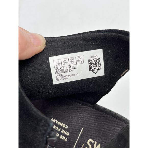 Tom's Majorca Black Suede Cutout Block Summer Stacked Heel Sandal Sz 8.5/39 - Picture 7 of 15